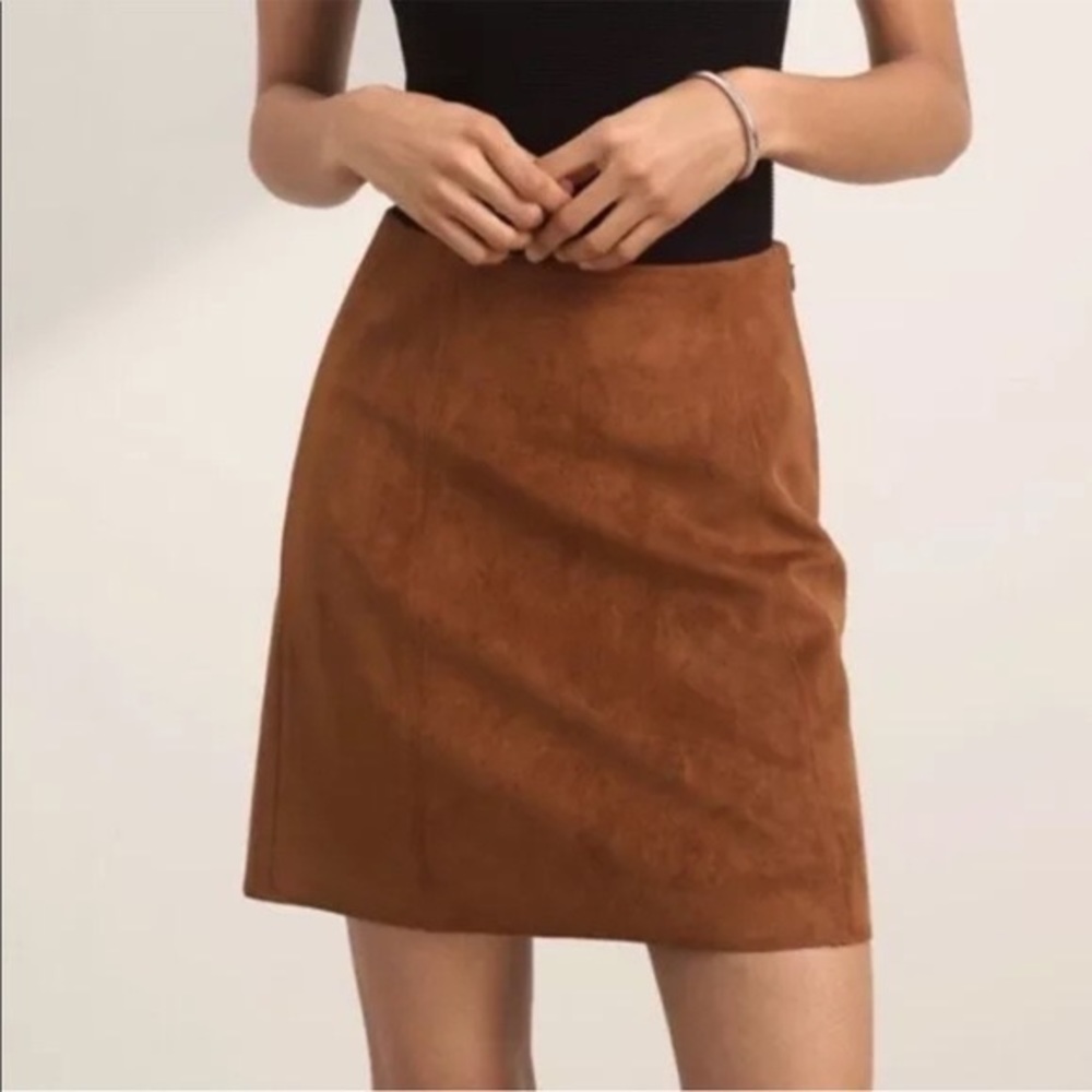 Aritzia Babaton Brown Suede Mini Skirt Joplin